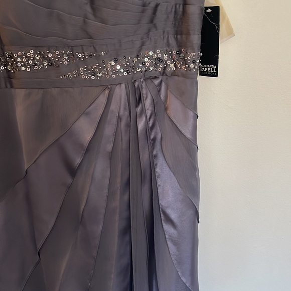 Adrianna Papell floor length dress, multi charcoal colors. - Picture 5 of 6